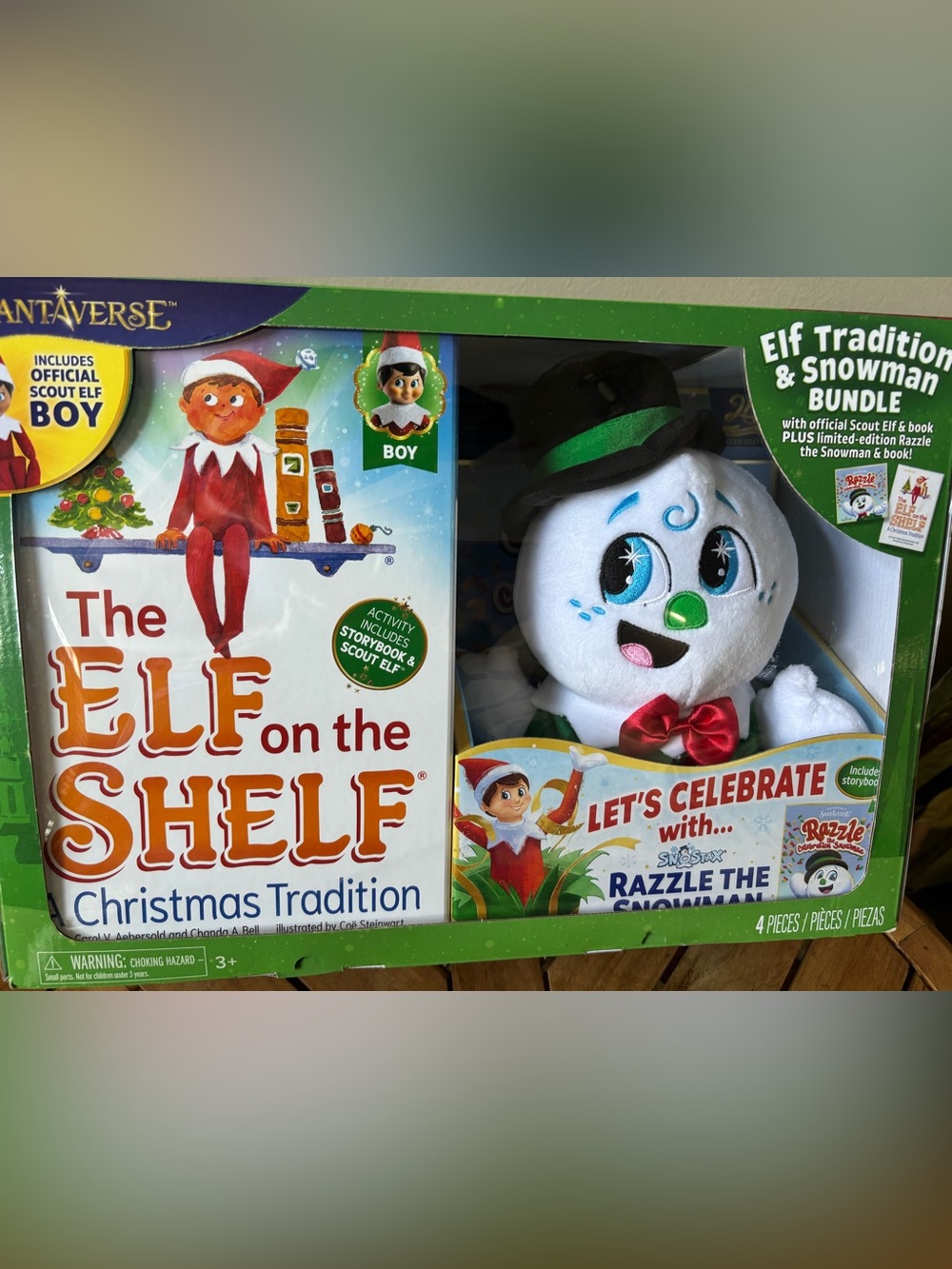 NWT Elf On The Shelf Tradition Bundle Razzle Snowman Plush Boy Elf 2 Books